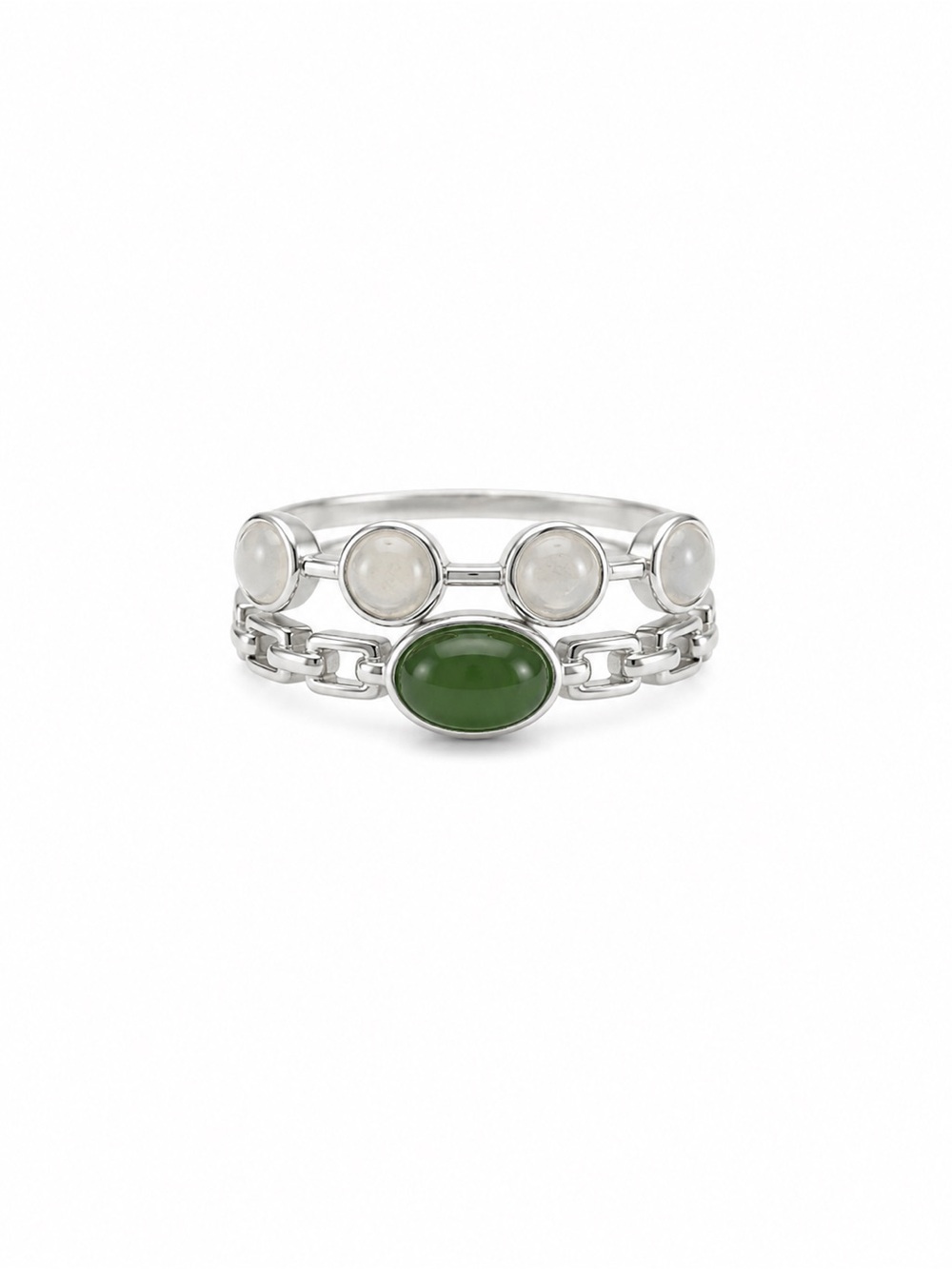 Jade Double Layer Ring (S925) R89